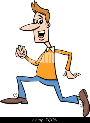 Cartoon illustration of Funny Running Man Character Stock Vector Art
