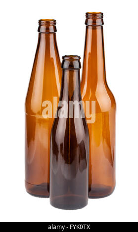 Three empty brown bottles Stock Photo