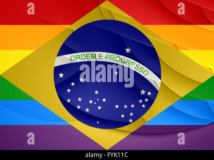 Brazil Gay Flag. Close Up. Stock Photo