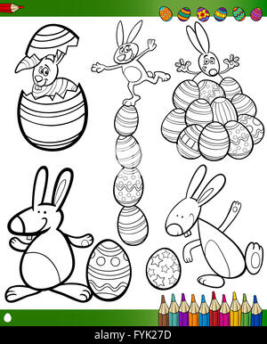 easter cartoons for coloring book Stock Photo