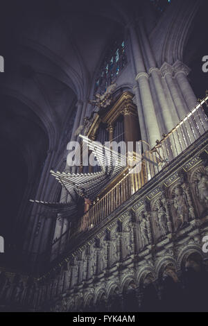 Organ.inside the cathedral of toledo, stained glass,chapel, imperial city. Spain Stock Photo