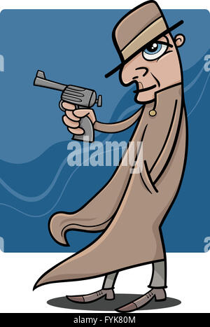 detective or gangster cartoon illustration Stock Photo