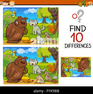 spot the differences game with wild animals Stock Photo - Alamy