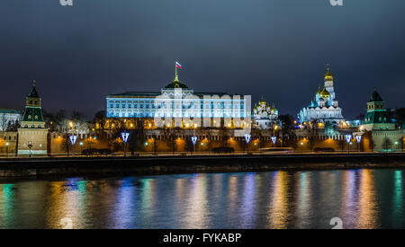 Night view on Kremlin castle in Moscow Stock Photo