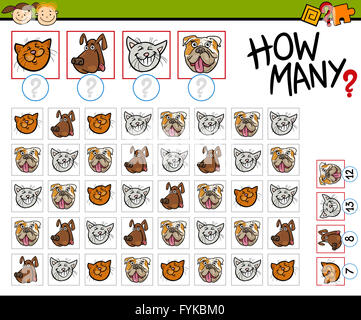 dogs counting game cartoon illustration Stock Photo - Alamy