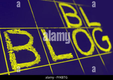 blog word handwritten on a blackboard Stock Photo