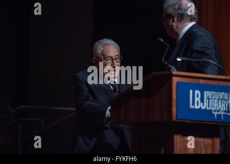 Former U.S. National Security Advisor and Secretary of State Henry Kissinger at the Vietnam War Summit at the LBJ Library. Stock Photo