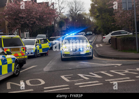 Brentwood, Essex, 27th April 2016, Essex police and other emergency services attend a fatal road traffic incident in Brentwood, Essex Credit:  Ian Davidson/Alamy Live News Stock Photo