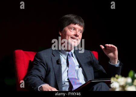 Documentary film maker Ken Burns talks about his upcoming series on the Vietnam War during the Vietnam War Summit at LBJ Library Stock Photo