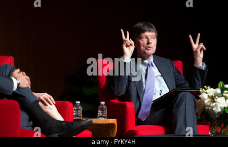 Documentary film maker Ken Burns talks about his upcoming series on the Vietnam War during the Vietnam War Summit at LBJ Library Stock Photo