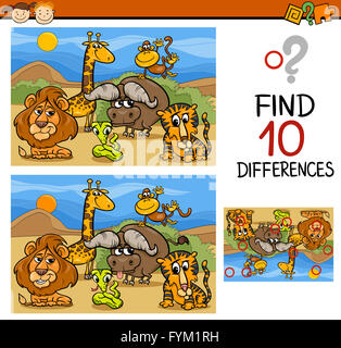 spot the differences game with safari animals Stock Photo - Alamy