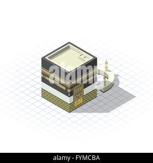 Isometric The Sacred Mosque in The Holy City of Mecca Vector Illustration Stock Vector