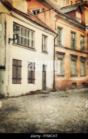 Retro style image of old european street Stock Photo