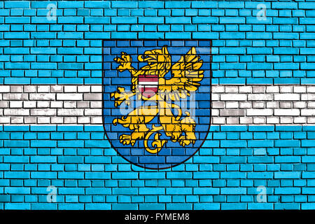 flag of Rezekne painted on brick wall Stock Photo