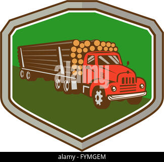 Truck Vintage Logging Shield Retro Stock Photo