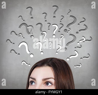 Woman has too many questions Stock Photo