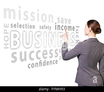 Business woman select word in words cloud Stock Photo