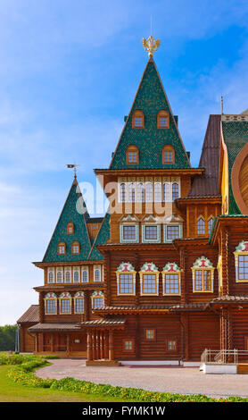 Wooden palace of Tsar Alexey Mikhailovich in Kolomenskoe - Moscow Russia Stock Photo