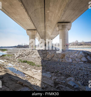 Under the old concrete bridge construction Stock Photo