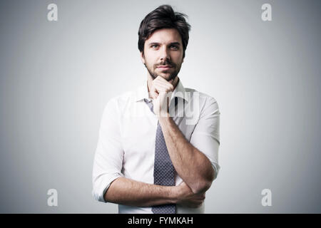 bearded man confused Stock Photo