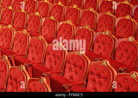 Angle shot of the seating rows inside of a theatre Stock Photo