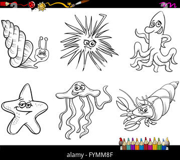 sea life animals coloring page Stock Photo - Alamy