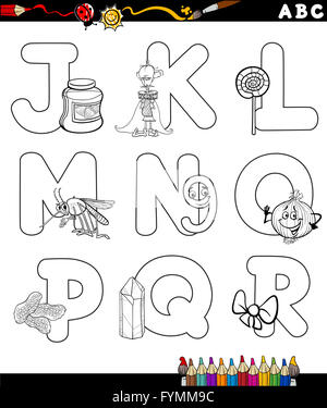 cartoon alphabet for coloring book Stock Photo