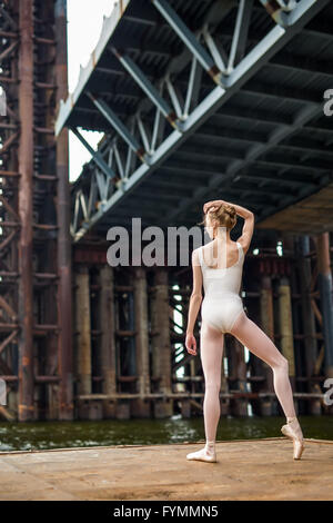 Ballet on a rusty platform Stock Photo