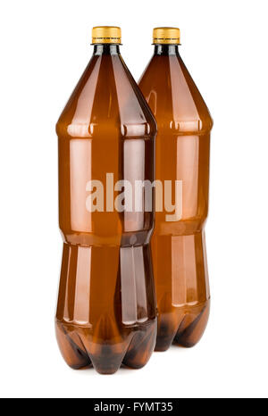 Two brown empty plastic bottles Stock Photo