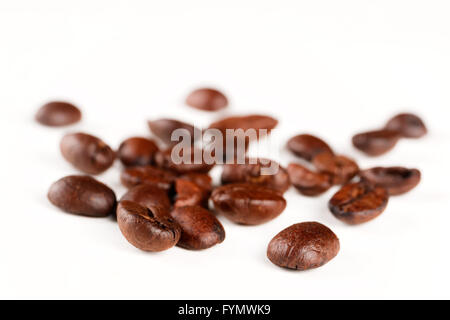 Coffee beans on white, selective focus Stock Photo