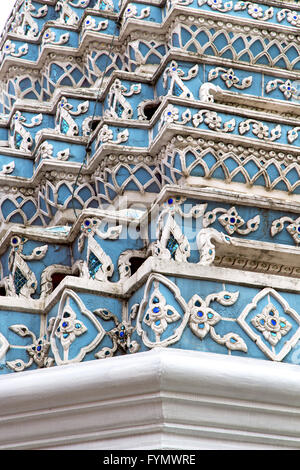 pavement gold    temple   in   bangkok  blue temple Stock Photo
