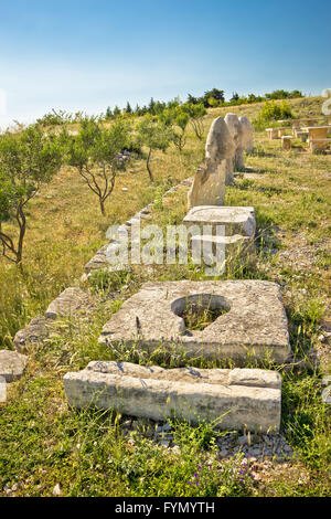 Stone artifacts of ancient town of Asseria Stock Photo