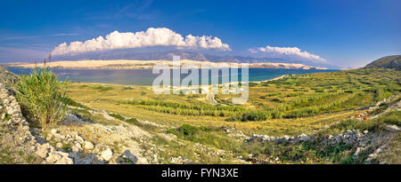 Island of Pag Metajna bay panorama Stock Photo