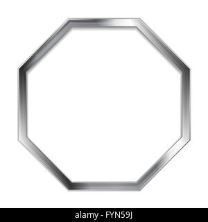 Abstract metallic silver blank hexagon frame Stock Photo