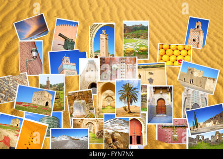 from all over the morocco  in a desert  patchwork Stock Photo