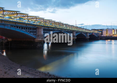 London Blackfriars national rail bridge, station to have platforms that span the river Thames. Stock Photo