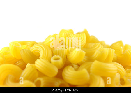 Elbow macaroni on white background Stock Photo