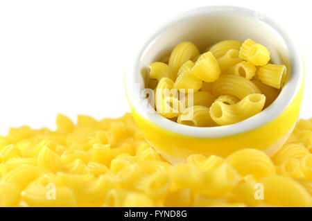 Elbow macaroni on white background Stock Photo