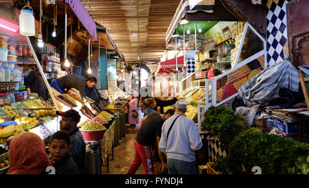 Busy olive market in the medina in Meknes Morocco Stock Photo