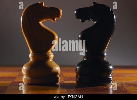 Chess knights. The concept of confrontation Stock Photo