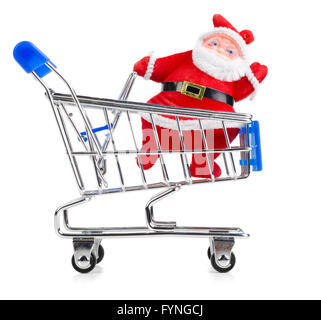 Santa Claus in chopping cart Stock Photo