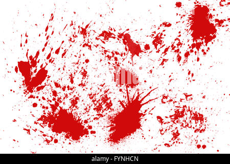 Blood splatter in front of a white background Stock Photo