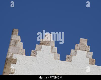 Roof detail on house in Sitges, Spain Stock Photo