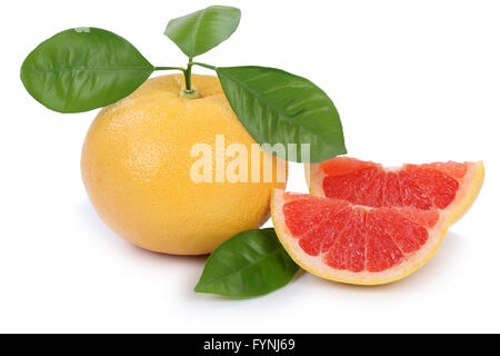 Grapefruit fruit slice slices isolated on white background Stock Photo