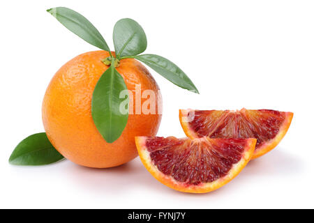 Blood orange fruit slice slices isolated on a white background Stock Photo