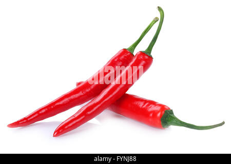 Red hot chili peppers chilli pepper isolated on a white background Stock Photo