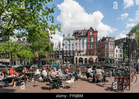 Street Cafe , Prinsengracht, Amsterdam, Netherlands Stock Photo