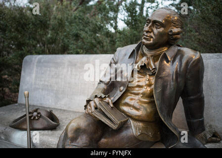 WASHINGTON, DC, United States — The George Mason Memorial in West Potomac Park features a bronze statue of the Founding Father seated on a bench. The memorial is surrounded by a circular garden with a fountain, honoring Mason's contributions to the United States Constitution and Bill of Rights. Stock Photo