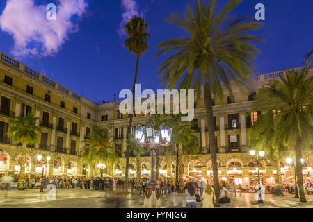 Placa Reial, Piaza Real, Plaza Reial, Royal Plaza, Barri Gotic, Barcelona, Catalonia, Spain Stock Photo