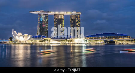 Marina Bay, Merlion, Marina Bay Sands Hotel, Singapore, Singapur, Southeast Asia, Stock Photo